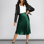 Satin Zipper Elegant Work Skirts - Nadorine (US Only)
