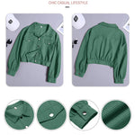 Women's Fashion Cropped Shacket Long SLeeve Trendy Button Down Corduroy Shirts Shacket Jackets - Nadorine (Us Only)