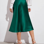 Satin Zipper Elegant Work Skirts - Nadorine (US Only)