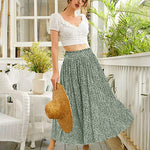 Women's Midi Skirts Elastic High Waist Skirt Polka Dot Casual Pleated Skirt with Pockets - Nadorine (Us Only)
