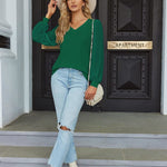 Nadorine Women's Blouses Dressy Casual V Neck Top