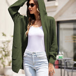 Nadorine Women's Cardigan for Women Long Sleeve Knit Cardigan with Hood Open Front Sweater Coat Outwear with Pockets