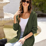 Nadorine Women's Cardigan for Women Long Sleeve Knit Cardigan with Hood Open Front Sweater Coat Outwear with Pockets