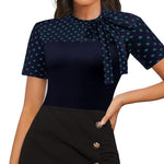 Nadorine Women's Casual Tie Neck Tunic Blouse Tops