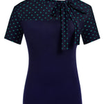 Nadorine Women's Casual Tie Neck Tunic Blouse Tops