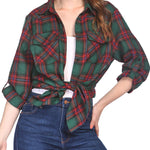 Long/Roll Up Sleeve Cotton Plaid Shirts - Nadorine (Us Only)