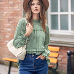 Women's Tops Casual Floral Print Long Sleeve Ruffle Loose Babydoll Shirt Blouse Tunic Top - Nadorine (Us Only)