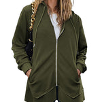 Women Zip Up Hoodies Fleece Lined Tunic Sweatshirt Long Casual Hoodie Jacket with Pockets - Nadorine (Us Only)