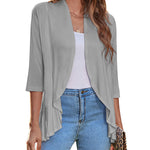 Nadorine Women's 3/4 Sleeve Draped Ruffles Cardigan