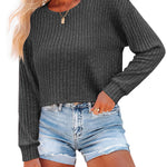 Nadorine Crop Tops Loose Ribbed Knit Cropped T-Shirts