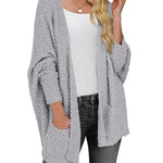 Nadorine Women's 2023 Fall Winter Popcorn Cardigan Open Front Batwing Sleeve Oversized Chunky Knit Sweater with Pockets