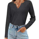 Nadorine Women's Long Sleeve V Neck Slim Fit T Shirts