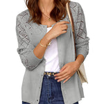 Nadorine Women's Button Down Crochet Sweater Cardigan