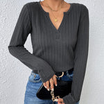 Nadorine Women's Long Sleeve V Neck Slim Fit T Shirts