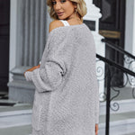 Nadorine Women's 2023 Fall Winter Popcorn Cardigan Open Front Batwing Sleeve Oversized Chunky Knit Sweater with Pockets