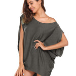 Women's Off Shoulder Blouse Loose Summer T Shirts Batwing Sleeve Tops S-XXL - Nadorine (Us Only)