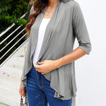 Nadorine Women's 3/4 Sleeve Draped Ruffles Cardigan