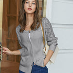 Nadorine Women's Button Down Crochet Sweater Cardigan