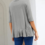 Nadorine Women's 3/4 Sleeve Draped Ruffles Cardigan