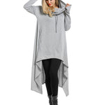Nadorine Women Pullover Hoodies Sweatshirt Long Sleeve High Low Sweater Oversize Top with Pocket (Us Only)