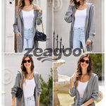 Nadorine Women's Cardigan for Women Long Sleeve Knit Cardigan with Hood Open Front Sweater Coat Outwear with Pockets