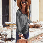 Nadorine Long Sleeve Shirts Square Neck Pleated Tunic Tops