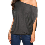 Women's Off Shoulder Blouse Loose Summer T Shirts Batwing Sleeve Tops S-XXL - Nadorine (Us Only)