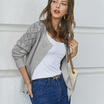 Nadorine Women's Button Down Crochet Sweater Cardigan