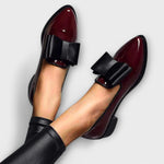 Sabrina | Patent Loafers with Contrast Bow