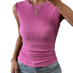 Nadorine High Neck Tank Top Casual Ribbed Knit Shirts