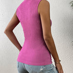 Nadorine High Neck Tank Top Casual Ribbed Knit Shirts