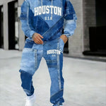 KZZ Men's Fall Winter Hooded Sweatshirt & Pants Set
