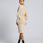 Charlotte Fielding | Balloon Sleeve Knit Midi Dress For Women