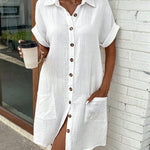 Savannah | Linen Blend Midi Shirt Dress