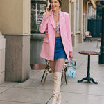 Waist Drawing Rope Lapel Loose Blazer Suit