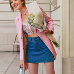 Waist Drawing Rope Lapel Loose Blazer Suit