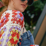Nadorine Women's Boho Knitted Cardigan Cropped Long-sleeve Cover-up