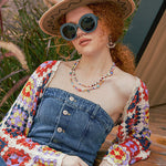 Nadorine Women's Boho Knitted Cardigan Cropped Long-sleeve Cover-up