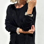Elegant Two-piece Set Round Neck Sweater and Wide Leg Pant Outfits