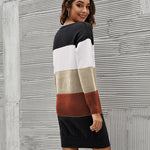 Nadorine Women's Color Block Round Neck Knitted Dress
