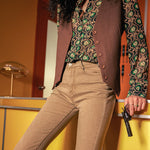 Loose High Waist Retro Bootcut Trousers
