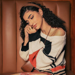 Striped Drop Sleeve Round Neckline Sweater
