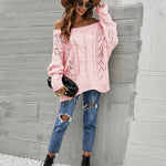 Off Shoulder Loose Knitwear Sweater