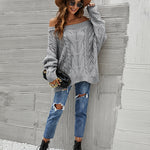 Off Shoulder Loose Knitwear Sweater