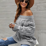 Off Shoulder Loose Knitwear Sweater