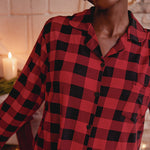 Plaid Printed Button Front Pajama Pant Set