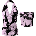 Nadorine Cowl Neck Halter Top Sleeveless Backless Shirt