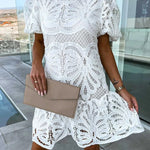 Emma Gallagher | White Lace Mock-Neck Midi Dress For Women
