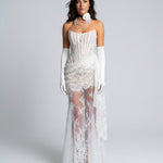 Isla Alderton | Lace Corset Strapless Wedding Dress Set For Women