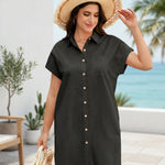 Casual Breathable 100% Cotton Shirt Dress with Pocket (US Only)